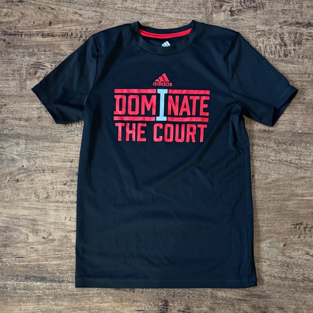 Adidas Black Tee with Red Court Graphic